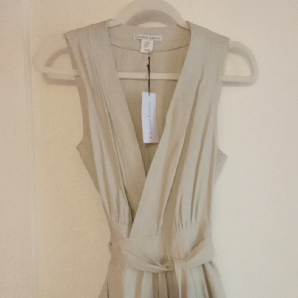 Christian Lacroix V-Neck Mini wrap dress- Neutral, M